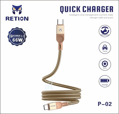 كابل الشحن بقوة 100 واط USB-C إلى USB-C من RETION...