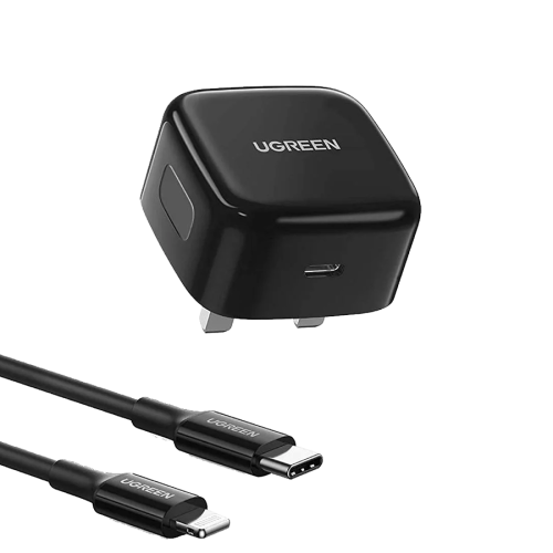 شاحن جداري يوجرين بمنفذ USB-C PD مع سلك ايفون وبقو...