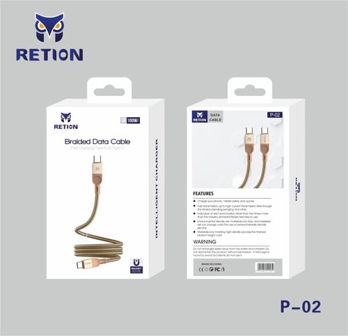 كابل الشحن بقوة 100 واط USB-C إلى USB-C من RETION...