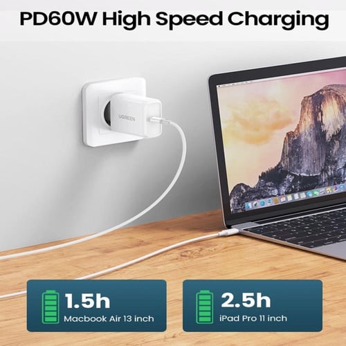 سلك شاحن يوجرين من USB-C إلى USB-C بطول 2 م - أبيض