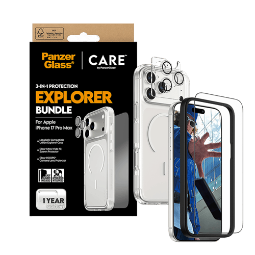 بكج حماية بانزر جلاس CARE يدعم MagSafe فلاقشيب 3 ف...