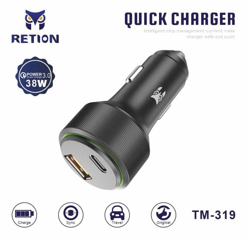 شاحن سريع للسيارة من ريشن بقوة 38 واط