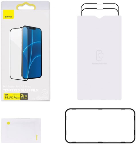 بيسوس - زجاج كامل 0.3 مم (2 قطعة + تركيب) بإطار أس...