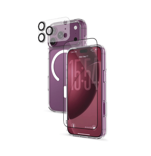 ارمور برو حماية متكاملة 4 في 1 مضاد للاصفرار شفاف HD Clear لايفون 18 برو ماكس