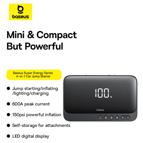 مشغل سيارة بيسوس 4 في 1 ( مشغل سيارة + منفاخ هواء...
