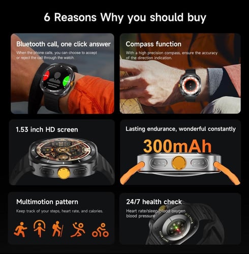 ساعة ريشن الذكية F7 ULTRA الجديدة - لون فضي