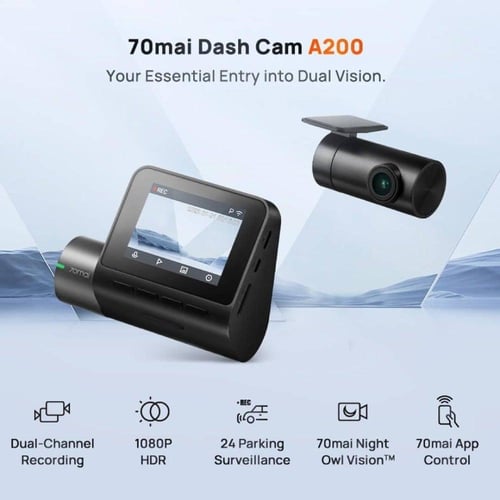 70mai - داش كام A200 HDR مزدوجة، 1080P HDR أمامي و...