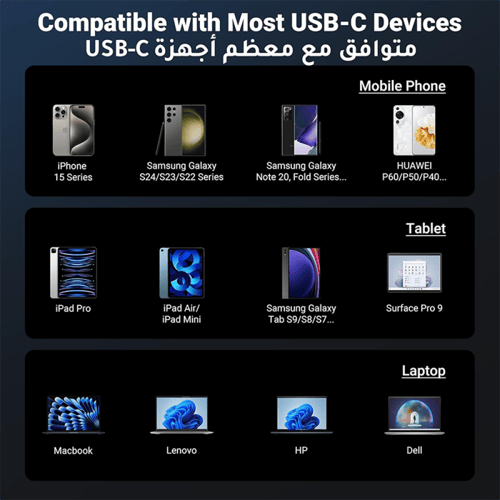 سماعة أذن يوجرين سلكية بوصلة USB-C - أسود