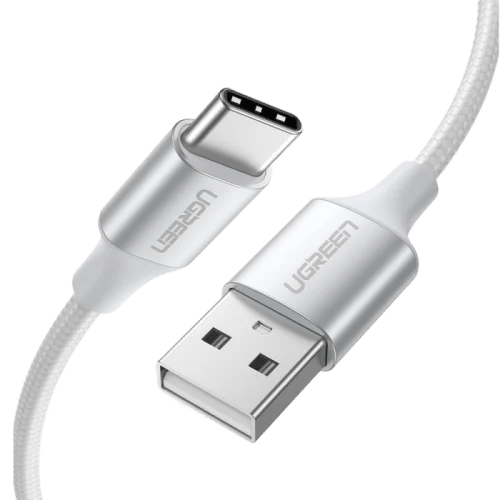 UGREEN USB-A to USB-C 2m Fabric Cable - White