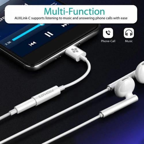 بروميت AUXLink-C وصلة صوت AUX الى USB-C - ابيض