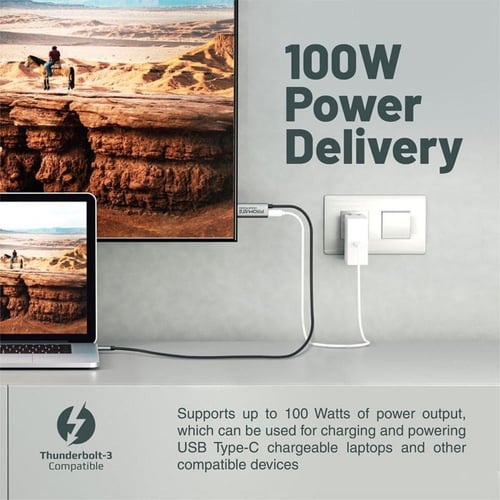 بروميت كابل USB-C إلى إتش دي إم آي - PD100 - رمادي