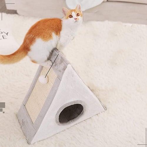 بيت مثلث مع لوح خدش رمادي 50x25x38سم