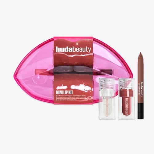 مجموعة ملمع شفاة وقلم تحديد من هدى بيوتي 3 قطع بال...