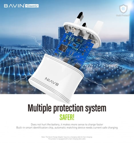 فيش كهرباء بمخرجين USB مع كيبل مجاني