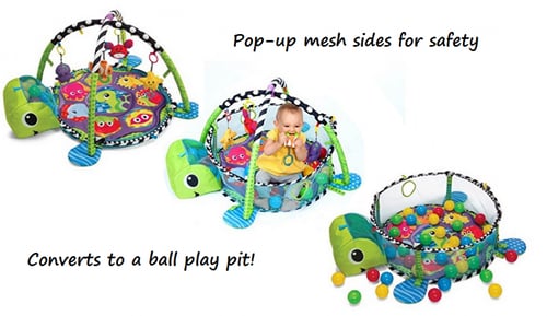 محبس السلحفاة مع كور ملونة