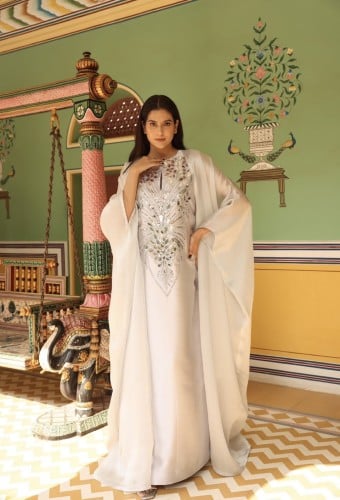 جلابيه مطرزه قطعتين تفتا واورجنزا