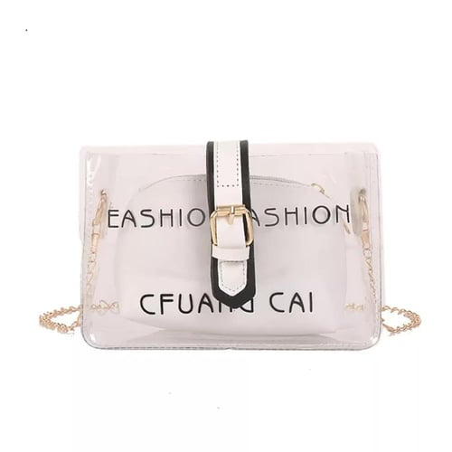 حقيبة كتف صغيرة شفافة ، أنيقه وجميلة .
