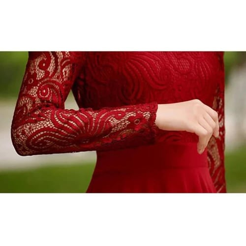 فستان أنيق ومميز من الشيفون والدانتيل ،