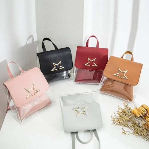 حقيبة ظهر صغيرة شفافة جميلة ،