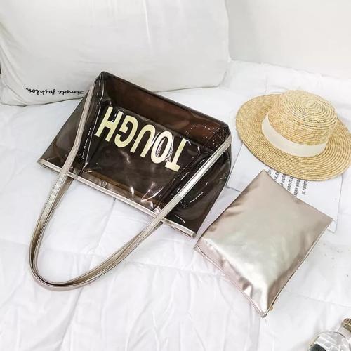 حقيبة كتف كبيرة شفافه راقيه وناعمه ،