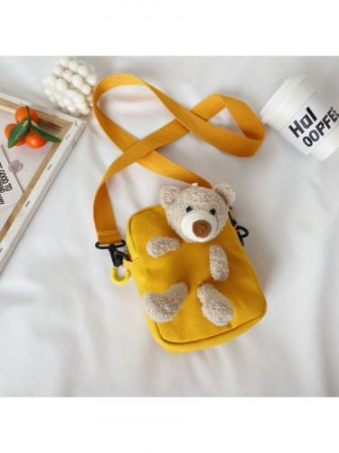 حقيبة كتف لطيفة للصغيرات ب لعبة دب صغير قابل للفصل...