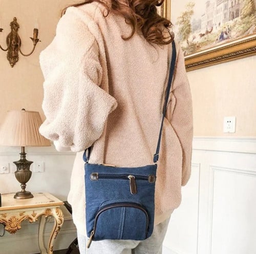 حقيبة دينم صغيرة للبنات ،