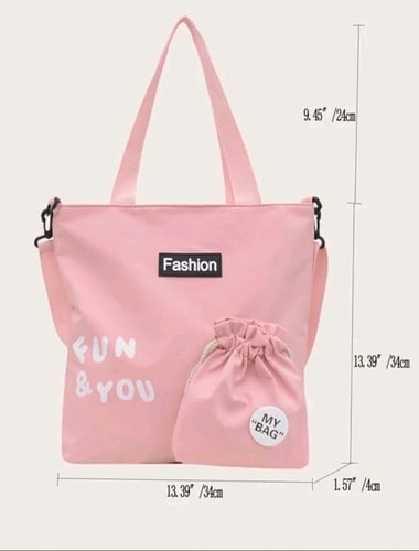 حقيبة جذابة بسعة كبيرة ، مزينة ببروش وحقيبة صغيرة...