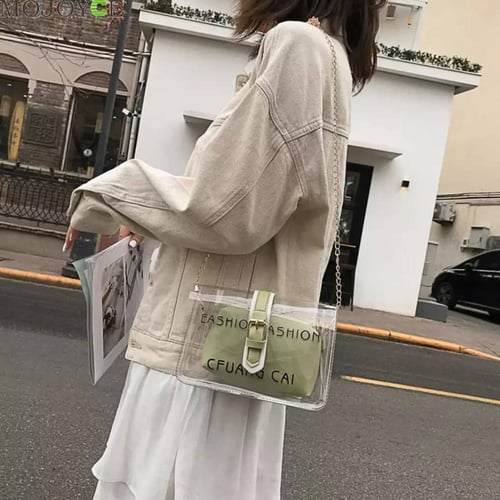 حقيبة كتف صغيرة شفافة ، أنيقه وجميلة .