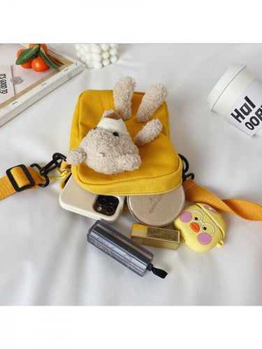 حقيبة كتف لطيفة للصغيرات ب لعبة دب صغير قابل للفصل...