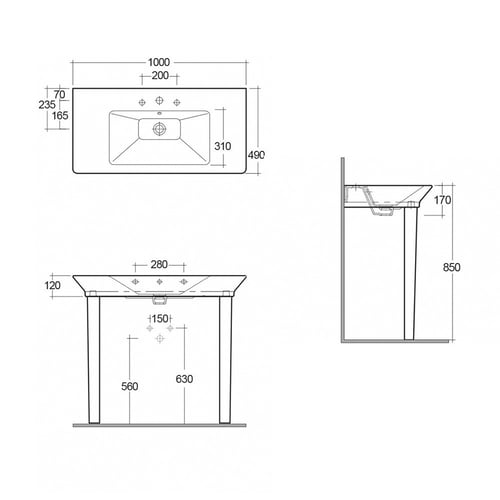 مغسله اوبلينس 100سم