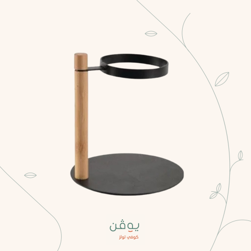 استاند تقطير قهوة دائري خشبي أبيض- أسود