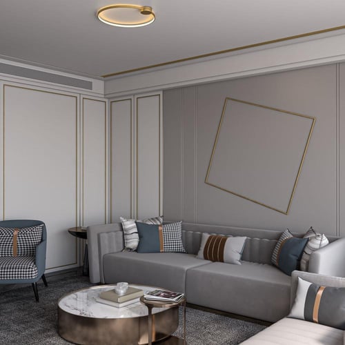 ثريا ليد لطش مودرن دائرية ذهبي