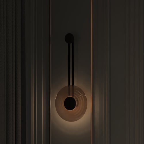 ابليك جداري دائري مودرن مع حلقة ذهبية