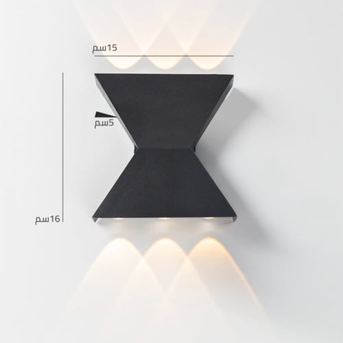 أبليك حائط خارجي مثلثين 6 لمبات اطار اسود