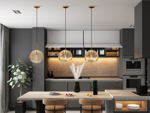 ثريا علاقي زجاج دائرة مضغوط عسلي