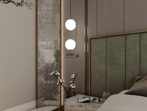 ثريا مودرن ذهبي بيضاوية مع لمبتين دوائر