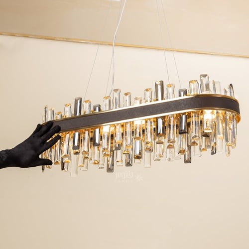 ثريا كرستال مع حزام بني شكل بيضاوي