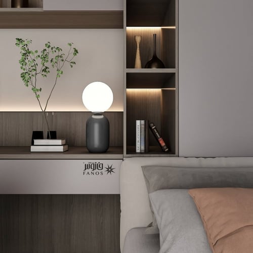 ابجورة طاولة مودرن رمادي مع كرة مضيئة