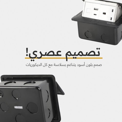 فيش شبكة أرضي CAT6 أسود + منفذين USB