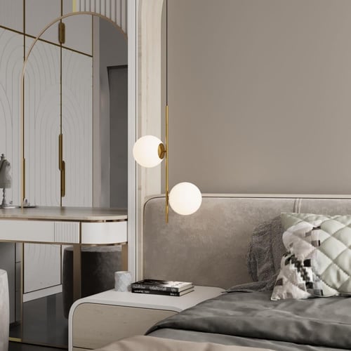 ثريا مودرن ذهبي طولية لمبتين دوائر