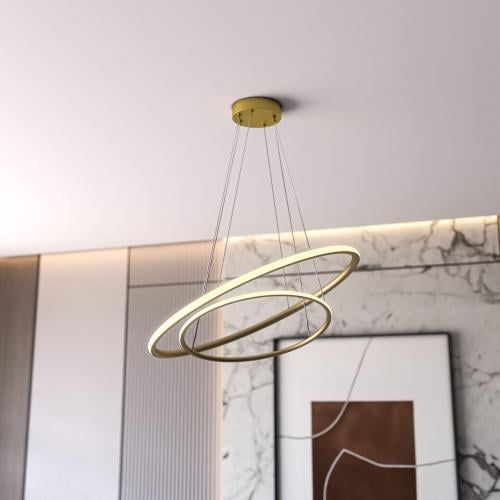 ثريا دائرتين معلقة إضاءة صفراء