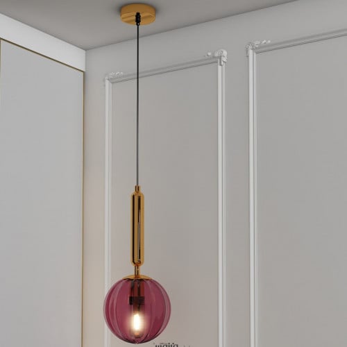 ثريا علاقي مفرد بزجاج احمر شفاف