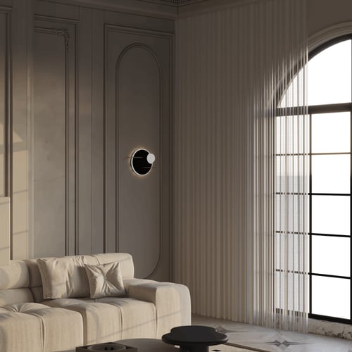 فانوس جداري مودرن اسود بإضاءة ليد