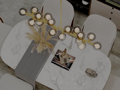 ثريا ذهبية مودرن طولية بزجاج رمادي شفاف