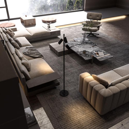 إضاءة أرضية طويلة مع 3 لمبات موجهة