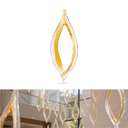 Drop Pendant Light Gold Glass