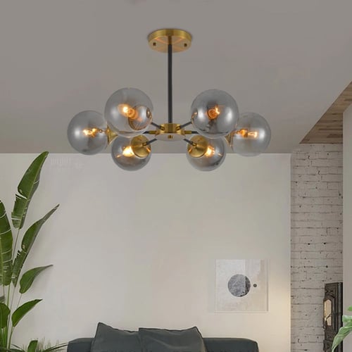 ثريا مودرن بقاعدة ذهبية و6 كرات زجاجية