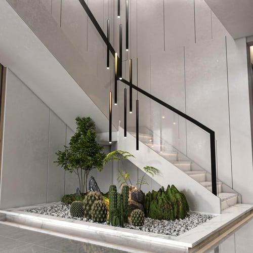 إنارة معلقة بسيطة لون اسود مع كريستال