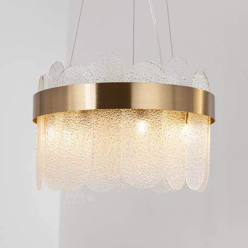 ثريا مودرن ذهبي بزجاج بيضاوي قطر 40 سم