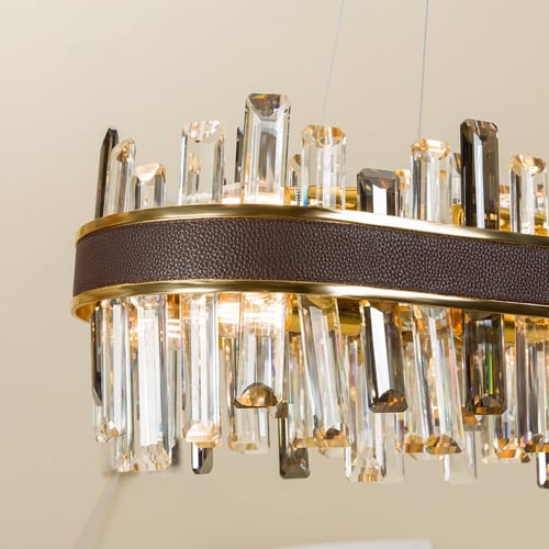 ثريا كرستال مع حزام بني شكل بيضاوي